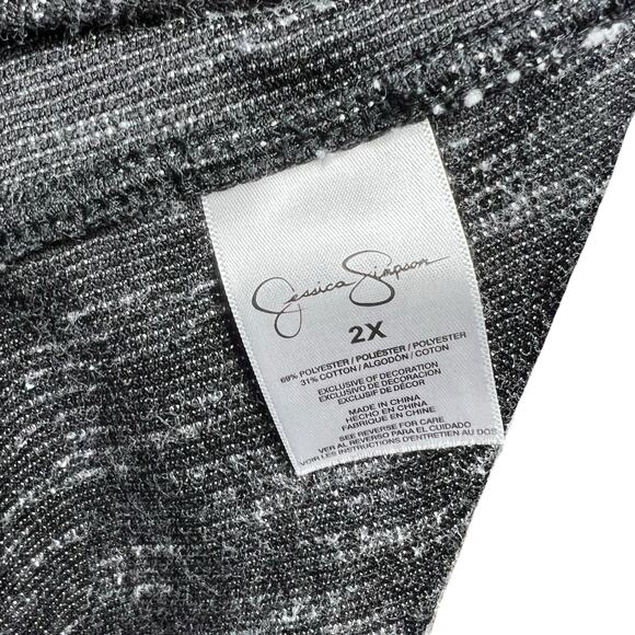 Jessica Simpson Fringe Open Front Cardigan 2X Black & White Knit, Soft Stylish - Picture 7 of 9